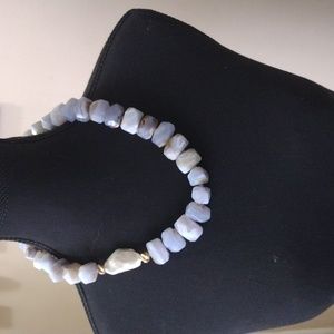 Beautiful blue and oyster stone necklace